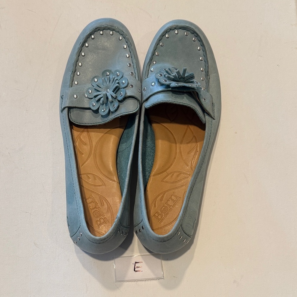Born Sky Blue Loafers with Floral Detail - Picture 3 of 4